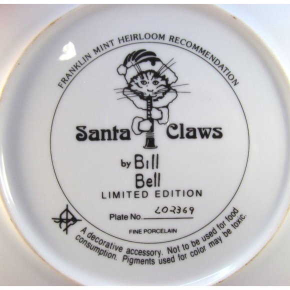 Santa Claws Porcelain Plate Franklin Mint Limited Edition by Bill Bell - Picture 8 of 10